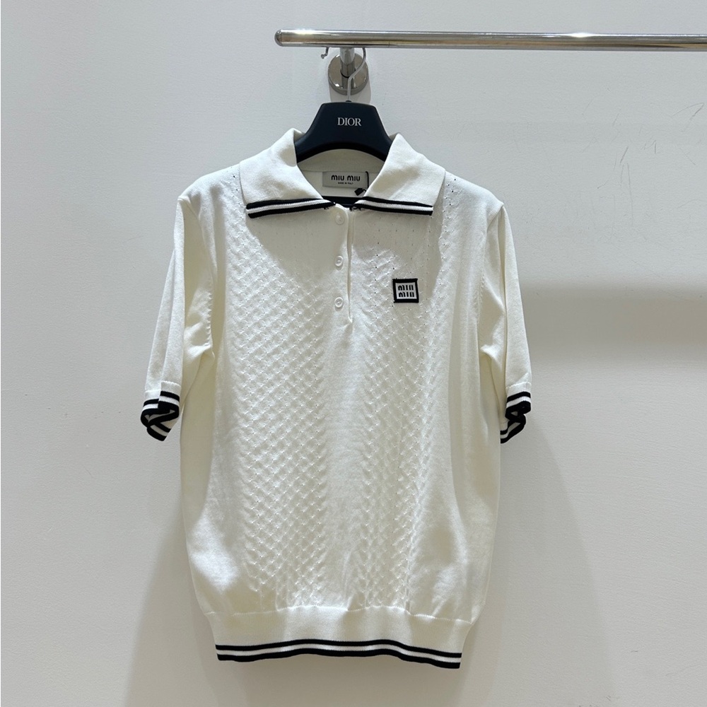 Miu Miu White Polo with Black Accents